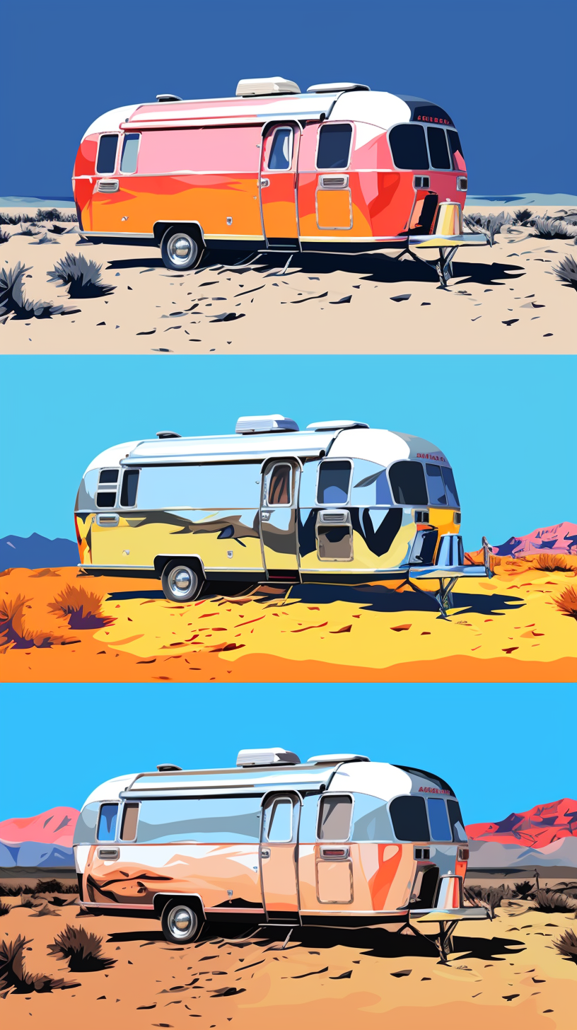 Colorful Airstream Camping in Warhol Style