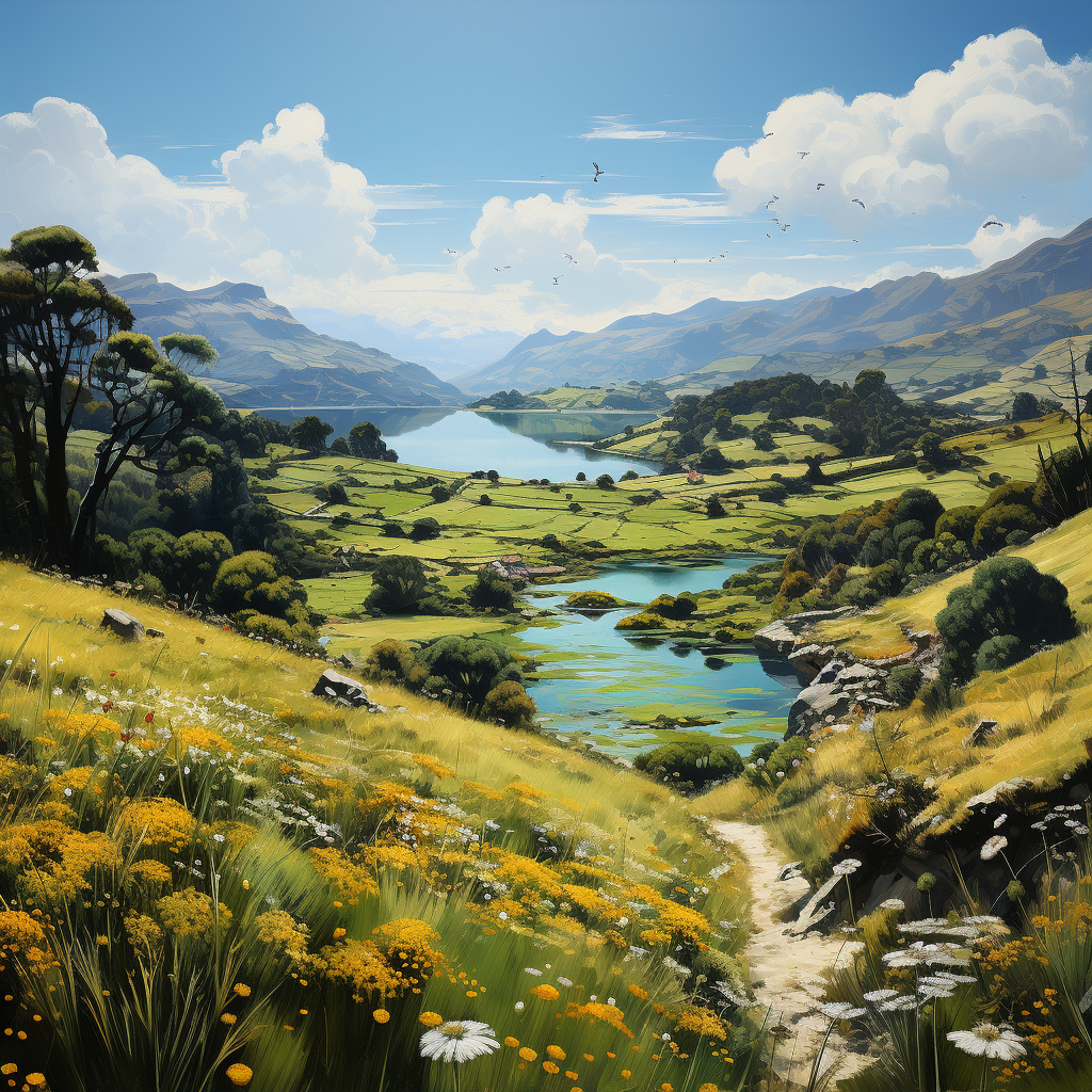 Scenic Landscape Painting of Akaroa