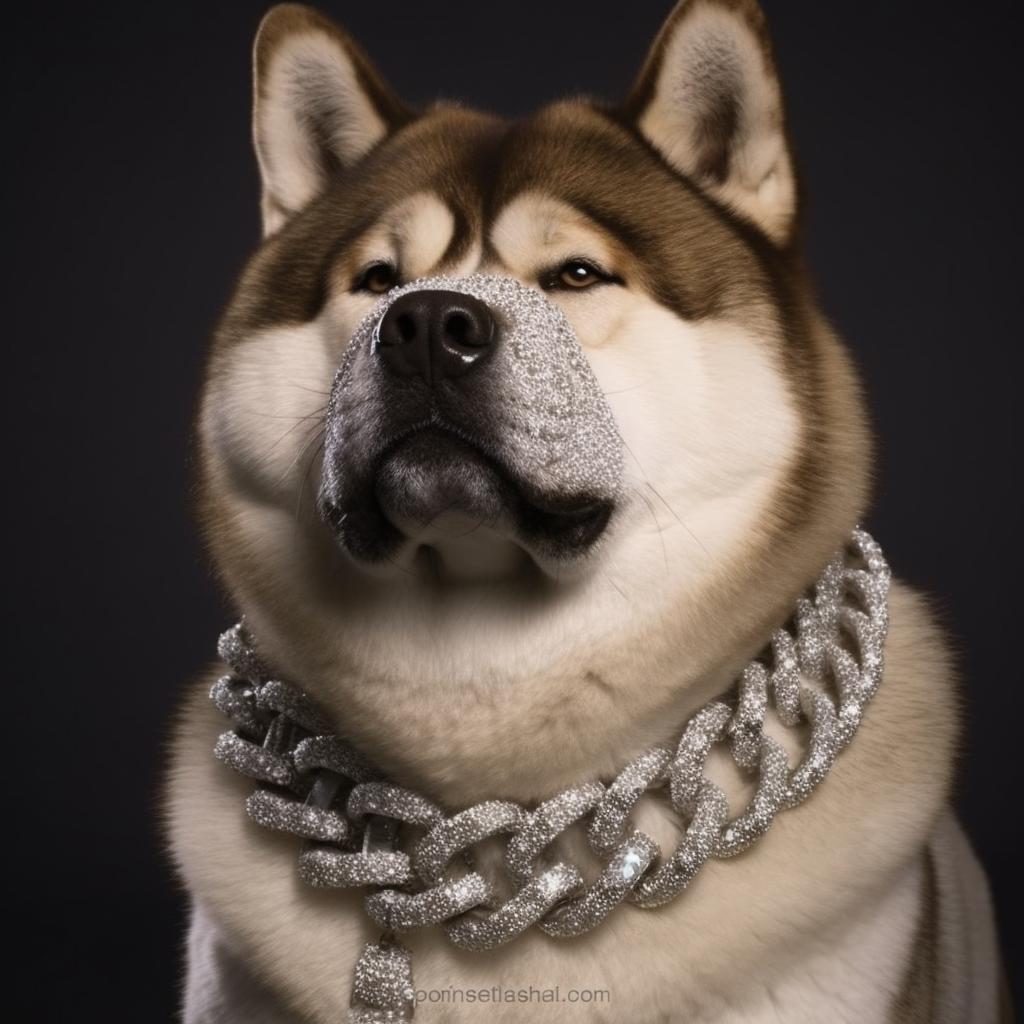 Akita Drake's Dog Diamond Chain Close Up