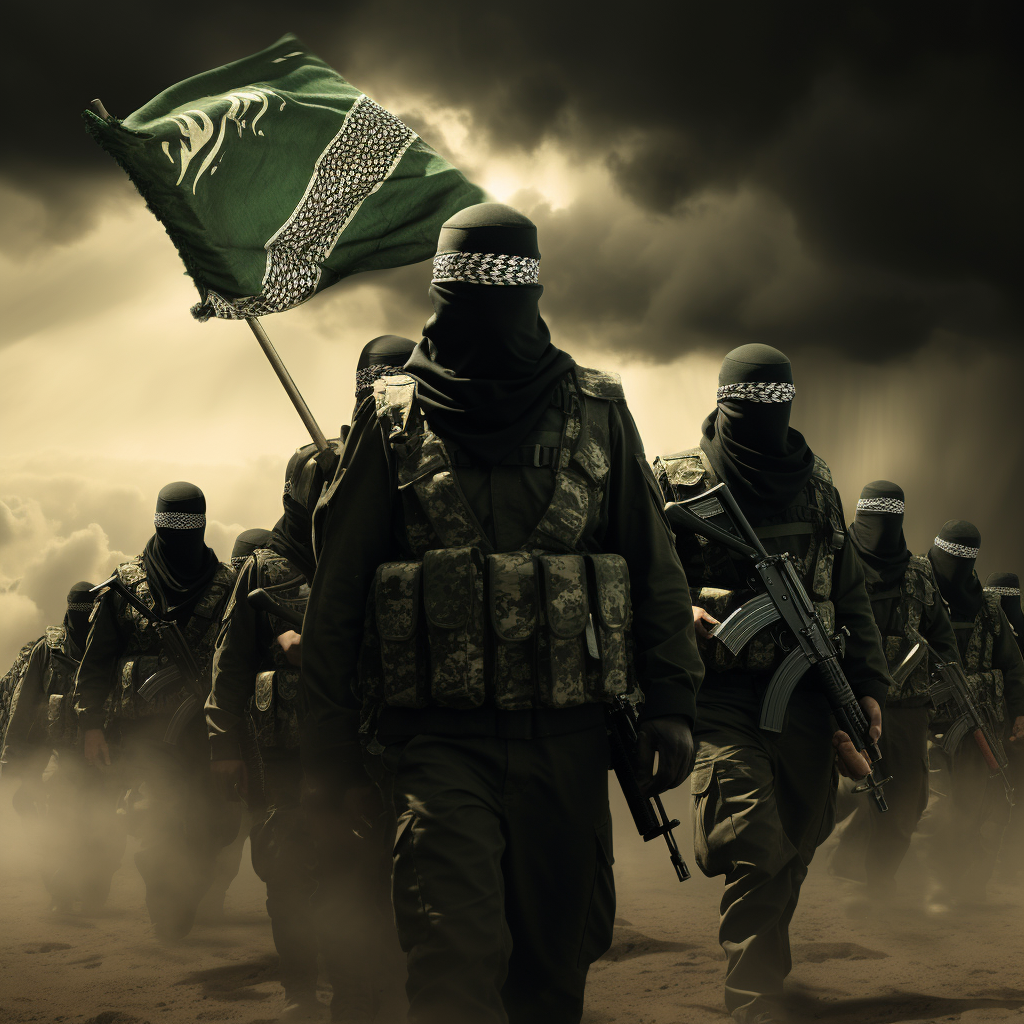 Al-Qassam Brigades holding Palestine flag