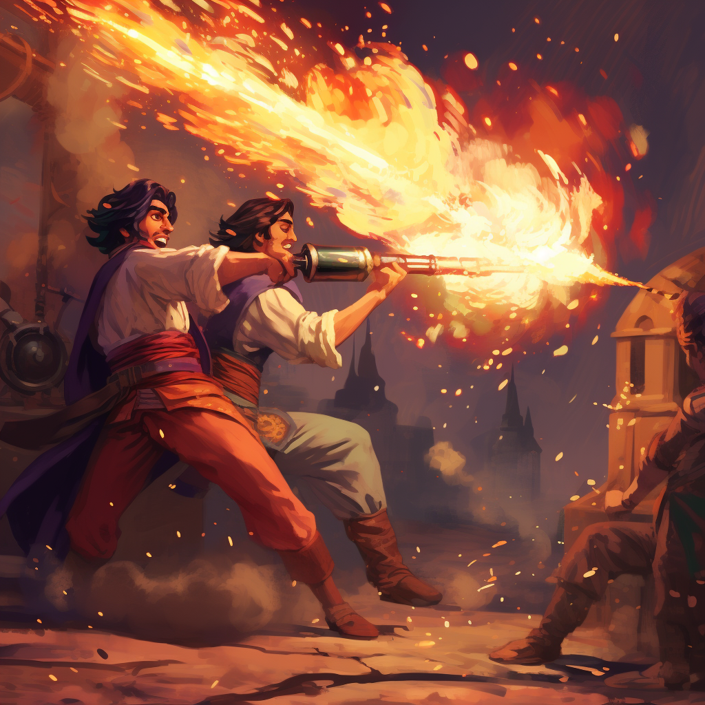 Aladdin firing RPG at Jafar and Iago