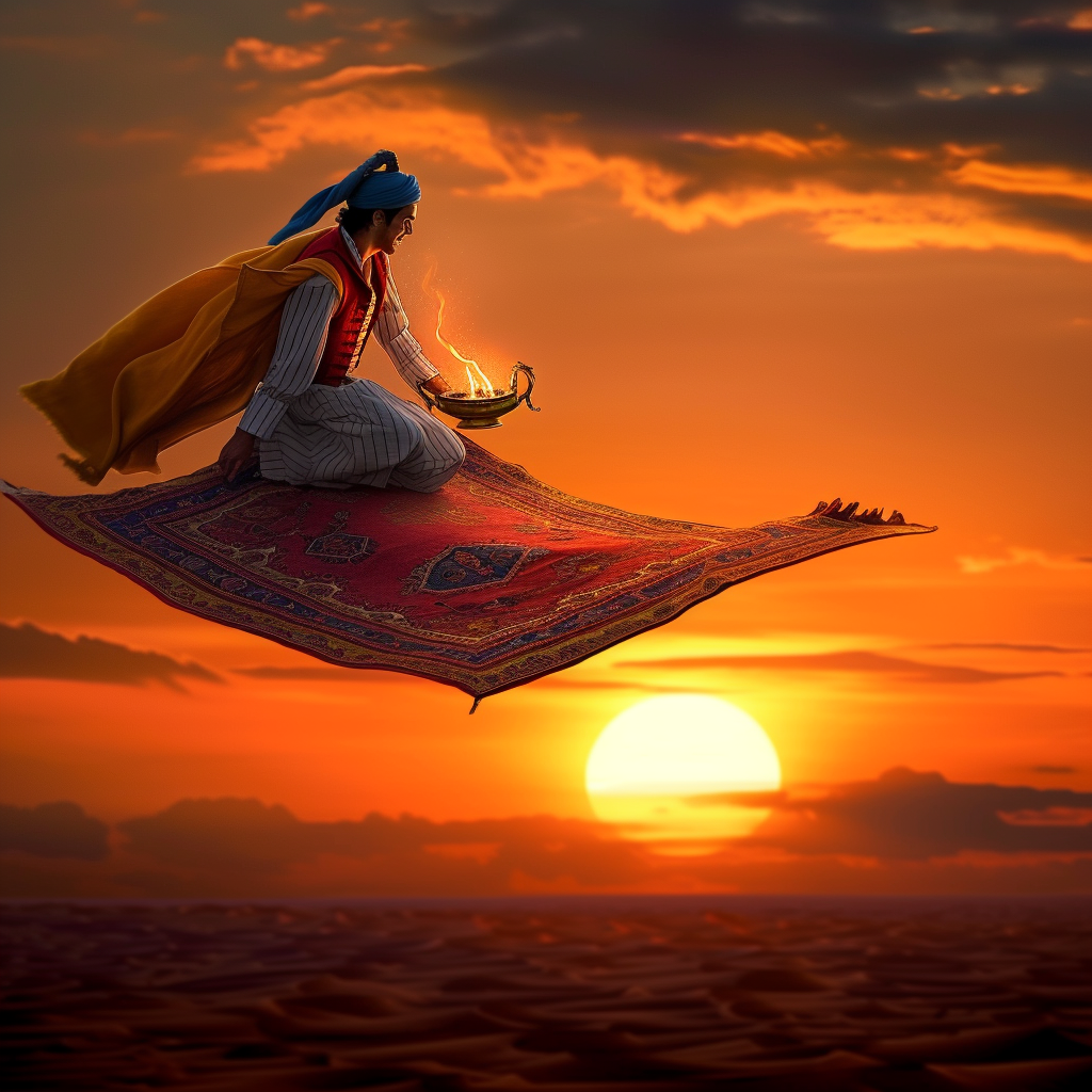 Aladdin Flying Carpet Arabic Sunset