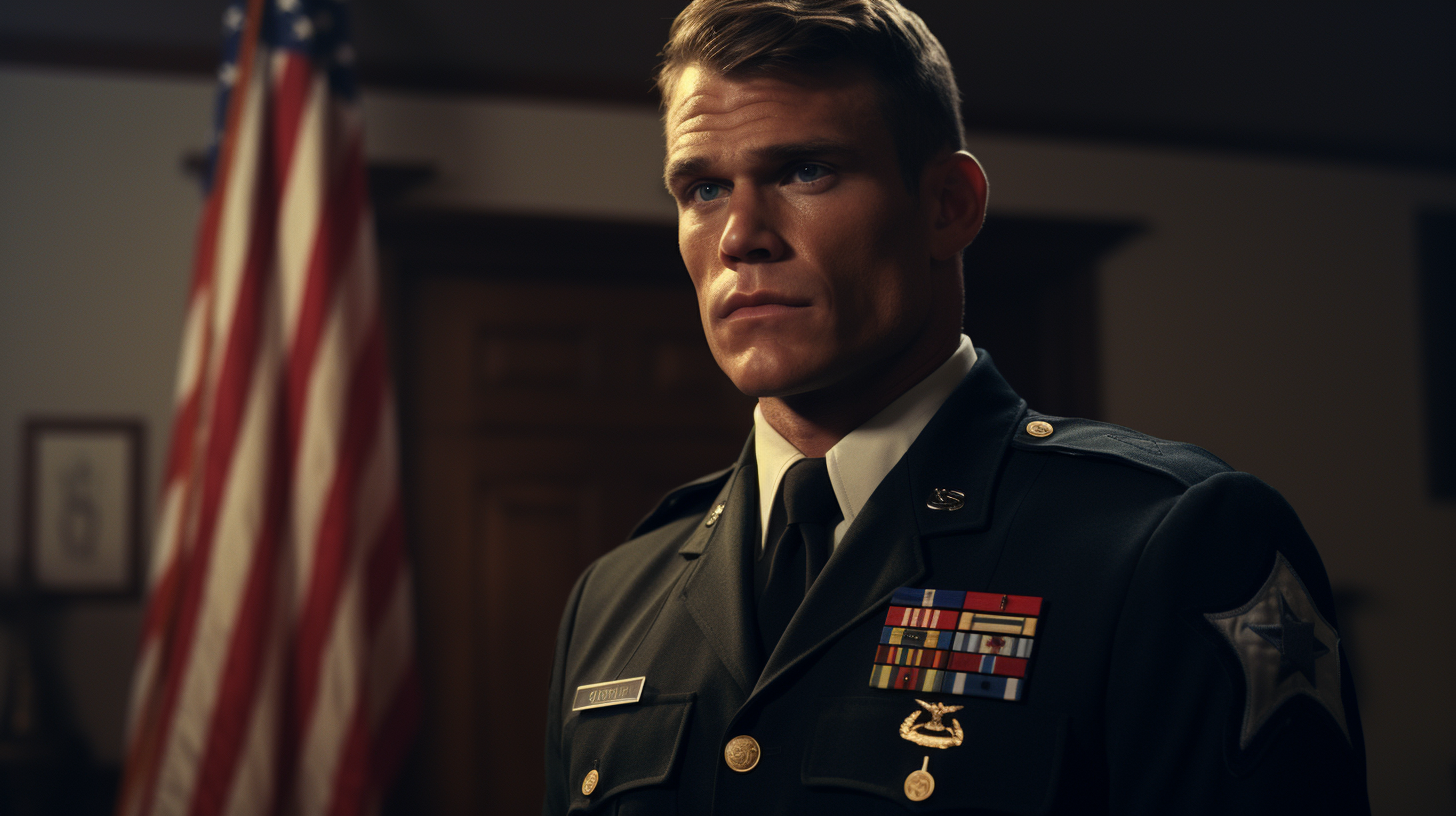 Young Alan Ritchson receiving military police medal