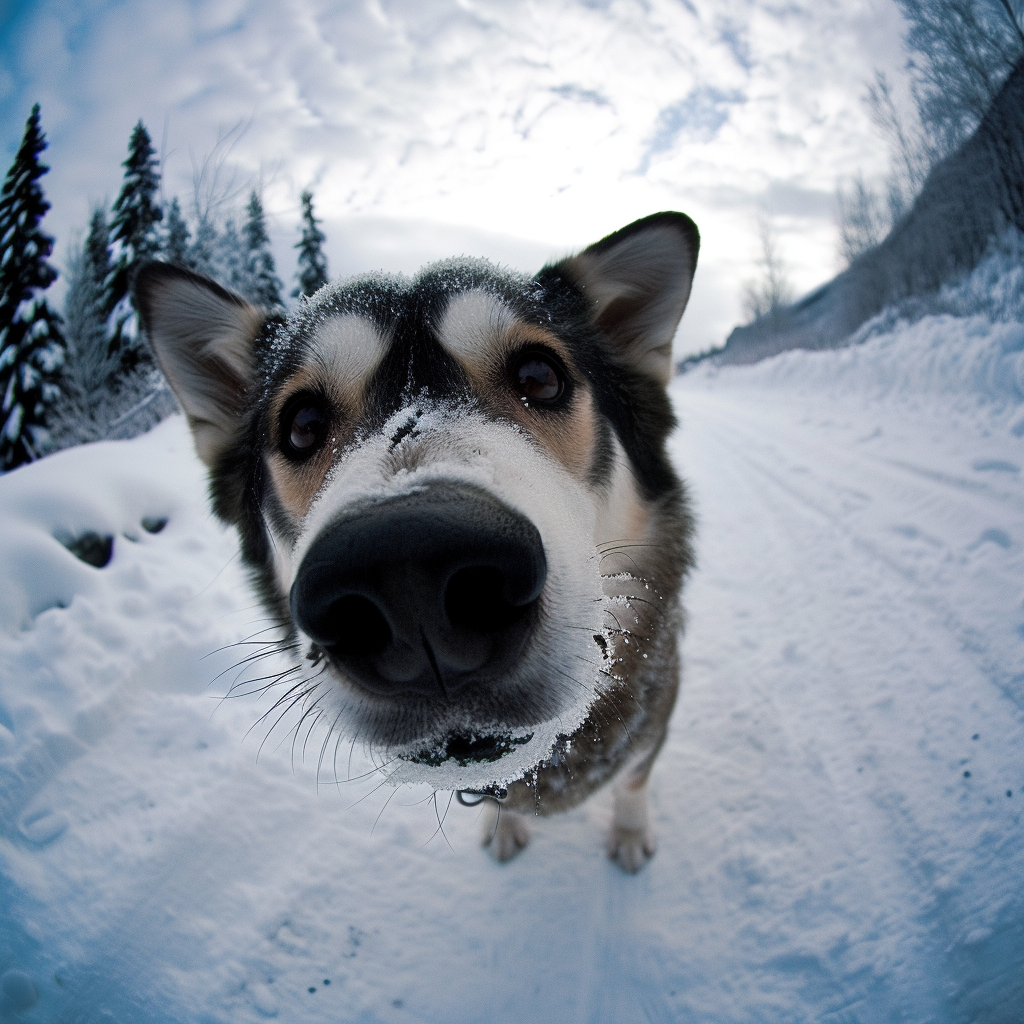 Alaskan Malmute Dog Wide-Angle Lens