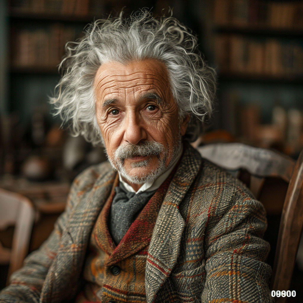 Albert Einstein in 1950s attire