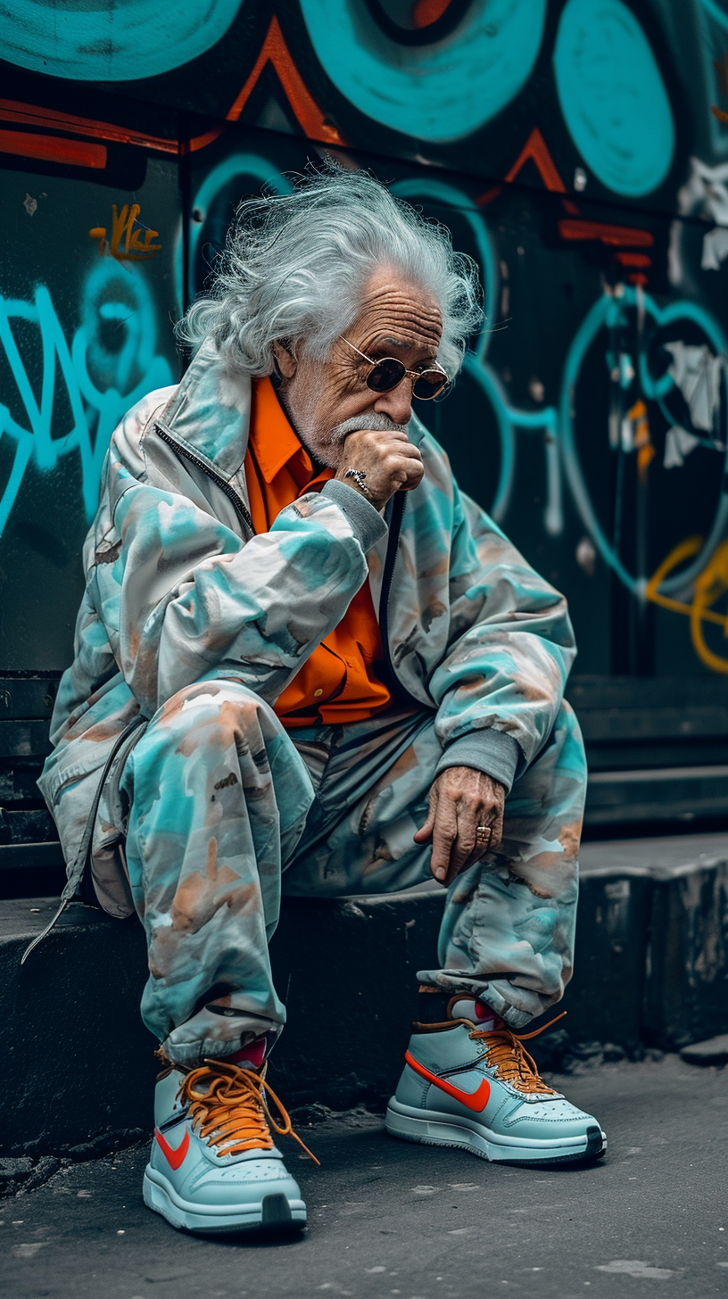 Albert Einstein in Travis Scott Sneaker