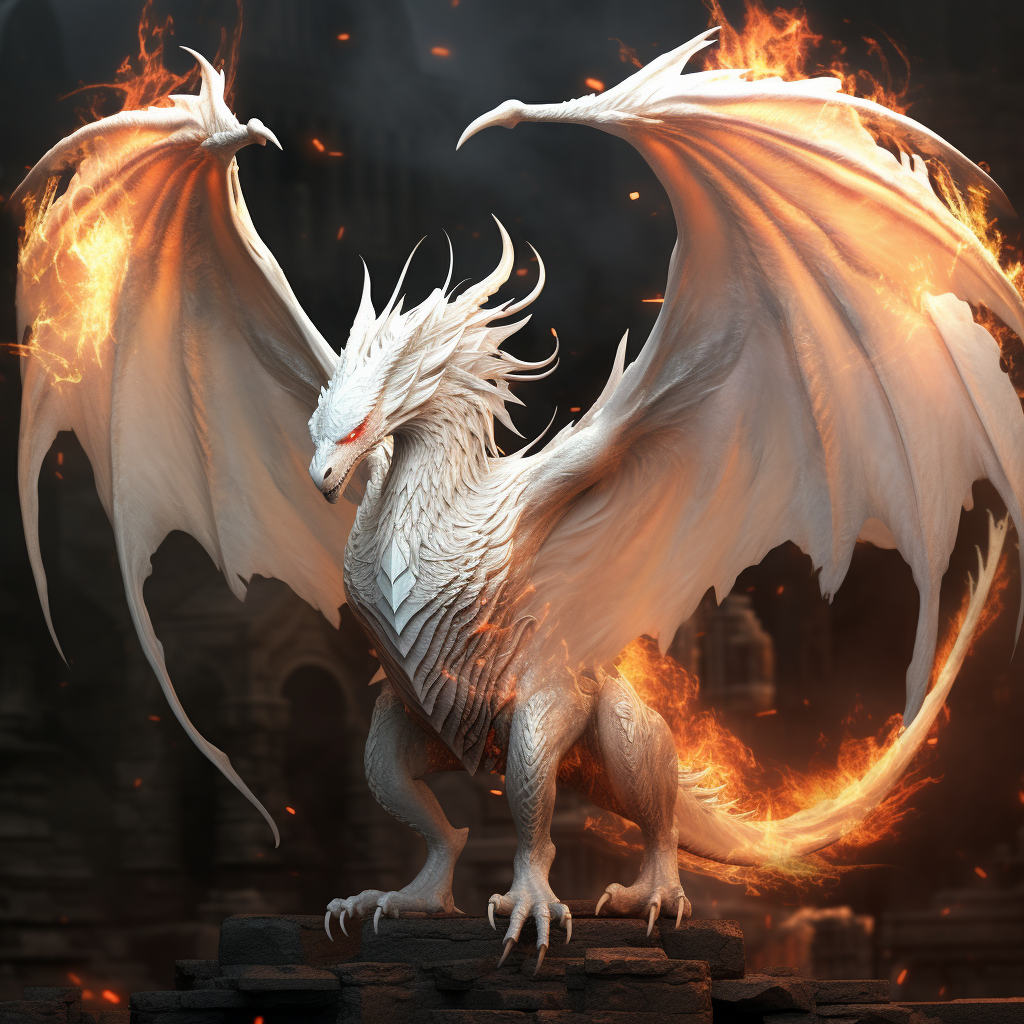 Albino Dragon Wings Fire Fantasy