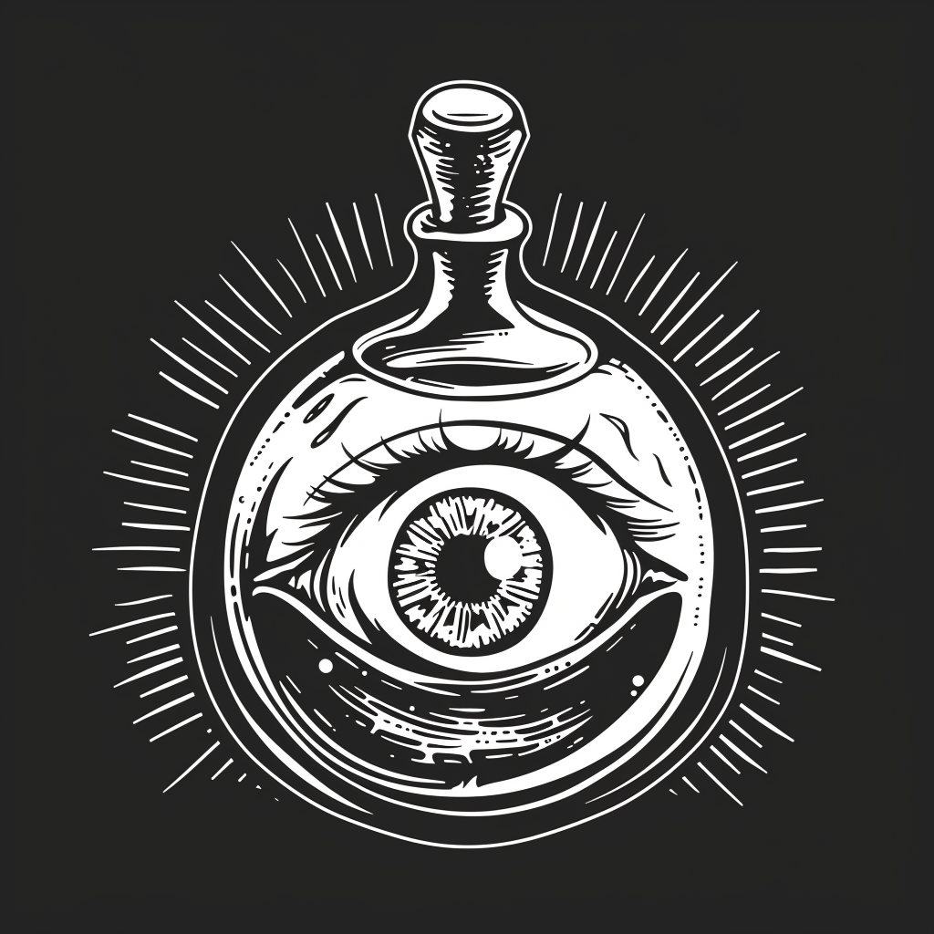 Alchemical flask with eye vector illustration