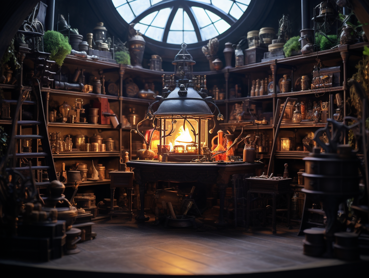 Alchemist's Atelier Bookshelfs Laboratory Equipment