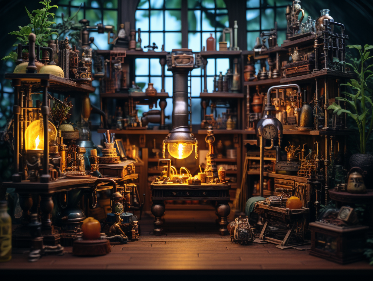 Inside view of alchemist's atelier