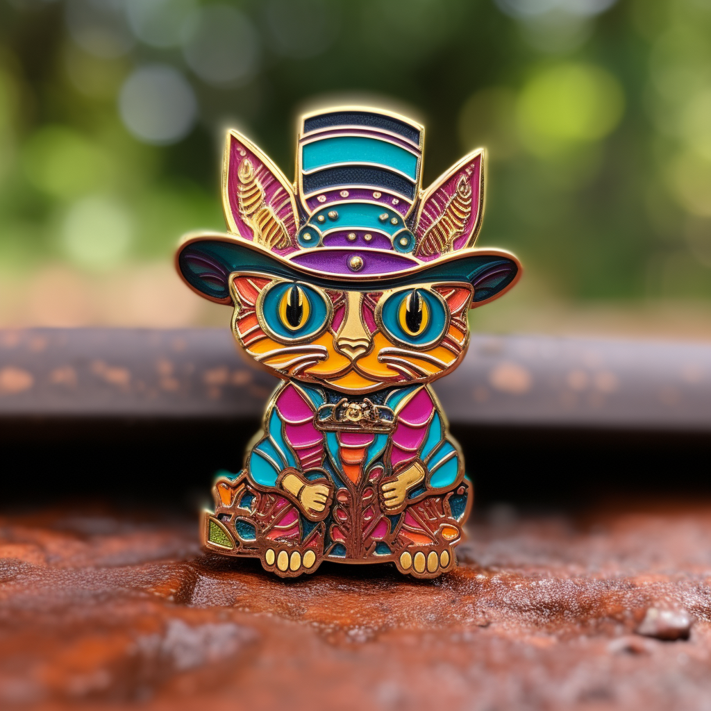 Alebrijes Cat Lapel Pin Sombrero