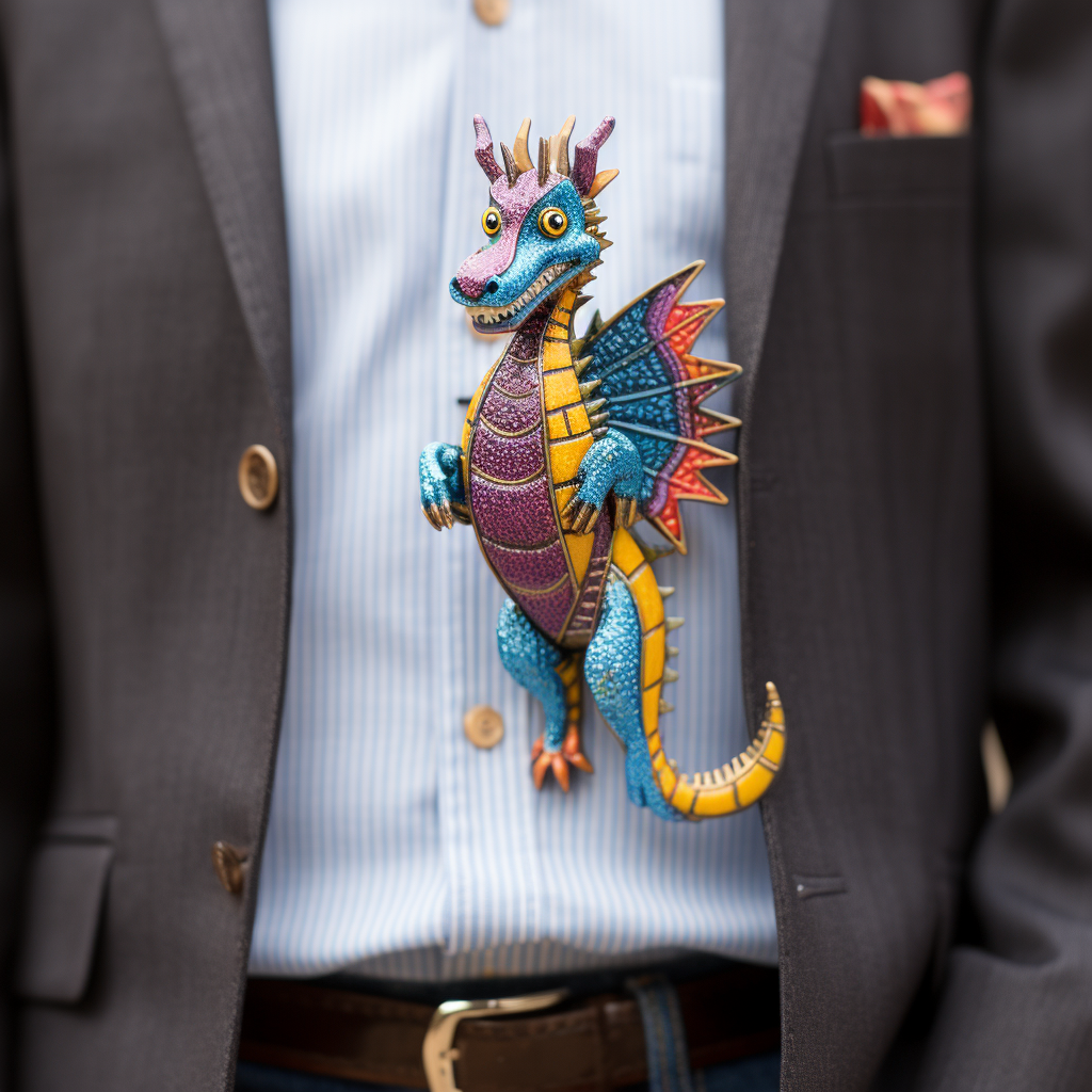 Alebrijes Dragon Blue Jeans lapel pin