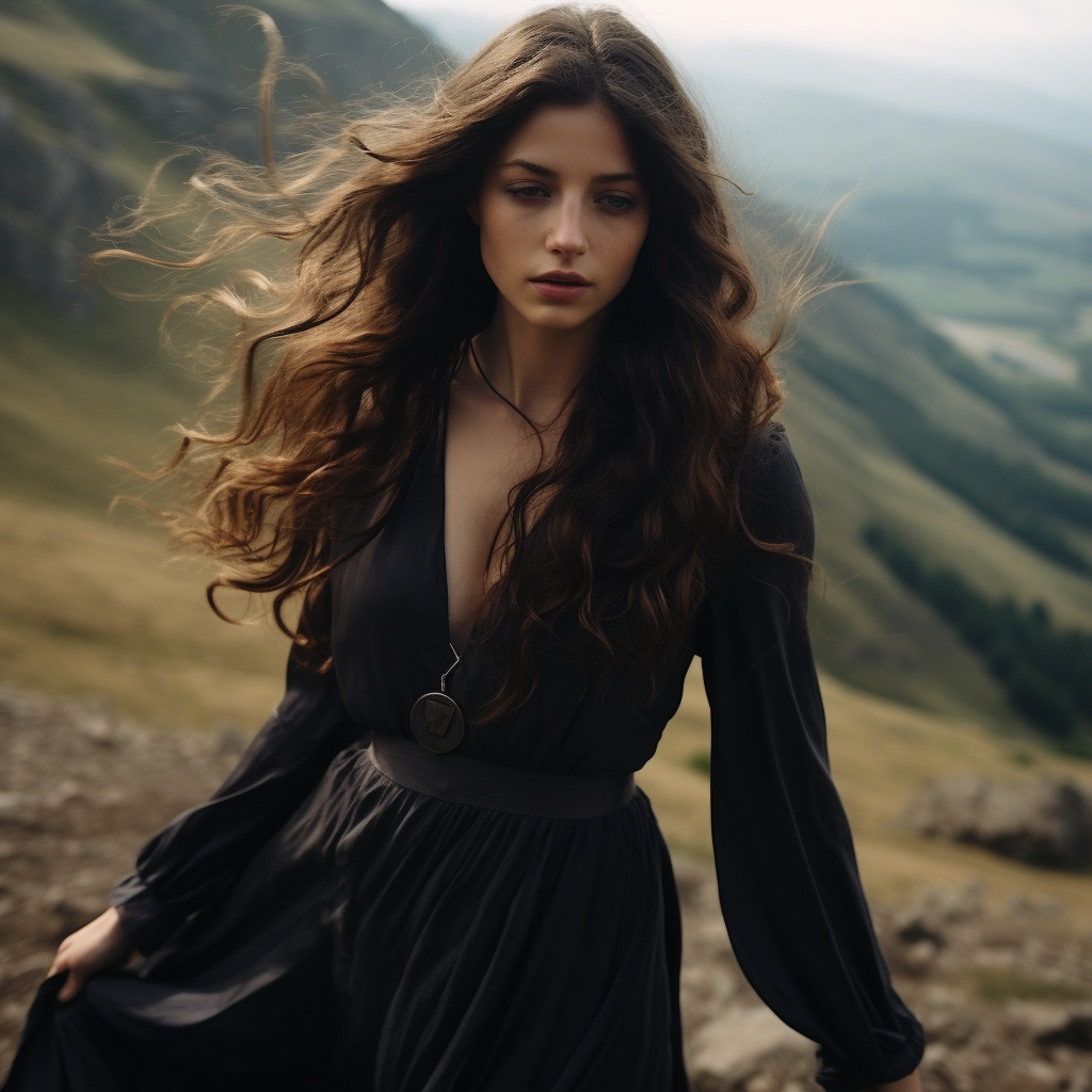 Young woman posing in velvet and chiffon slip dress