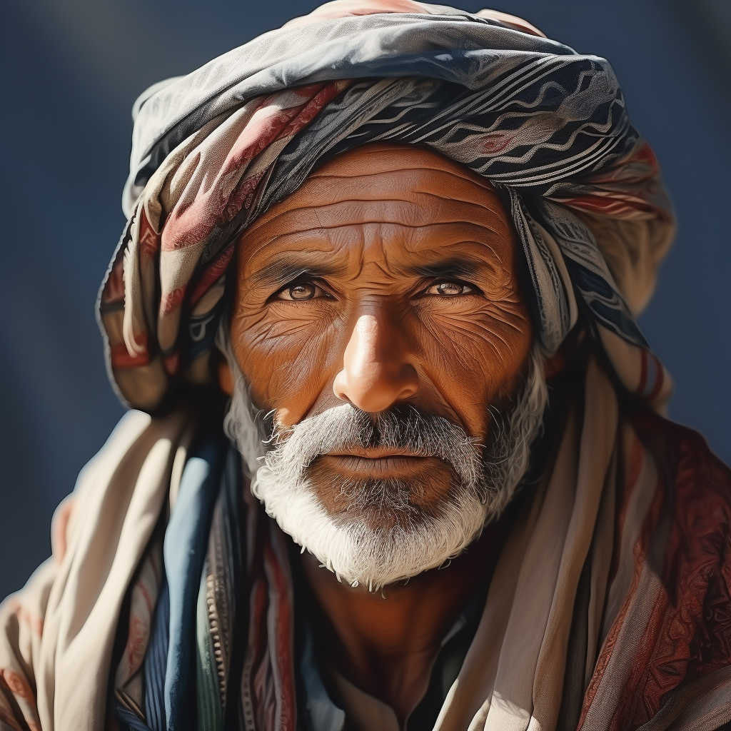 Portrait of Algerian man in traditional Kabily attire