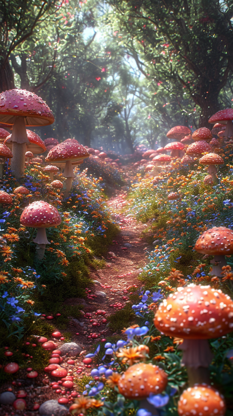 Alice Wonderland Magic Mushrooms Day Realistic