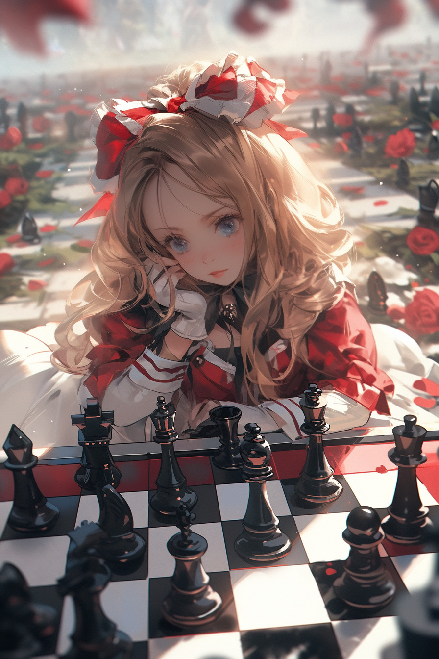 Serious-thinking Alice on chessboard  ?