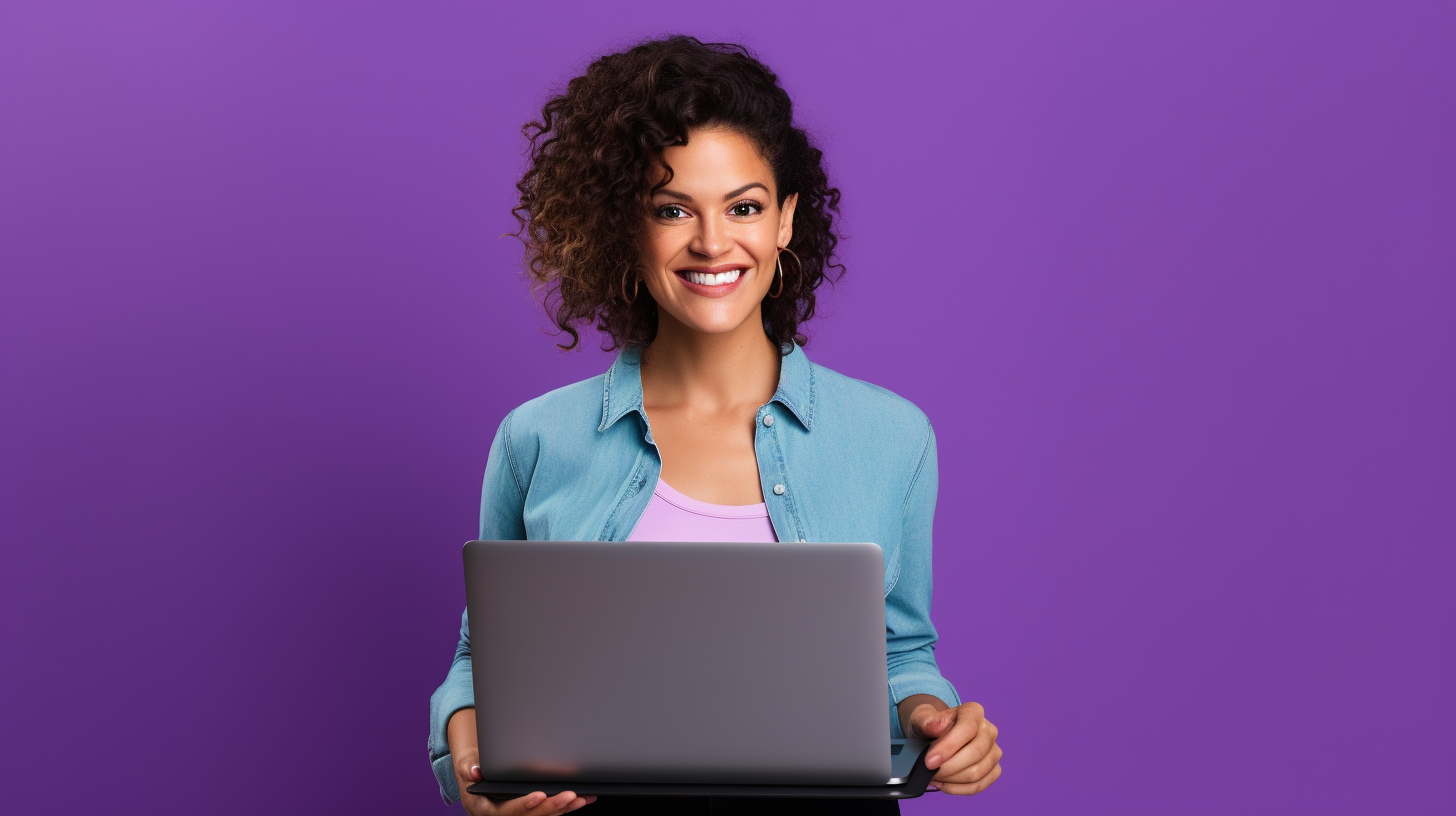 Professional web developer smiling with Macbook Air