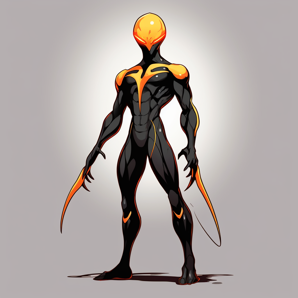 Alien with Orange Eyes in Powerful Pose