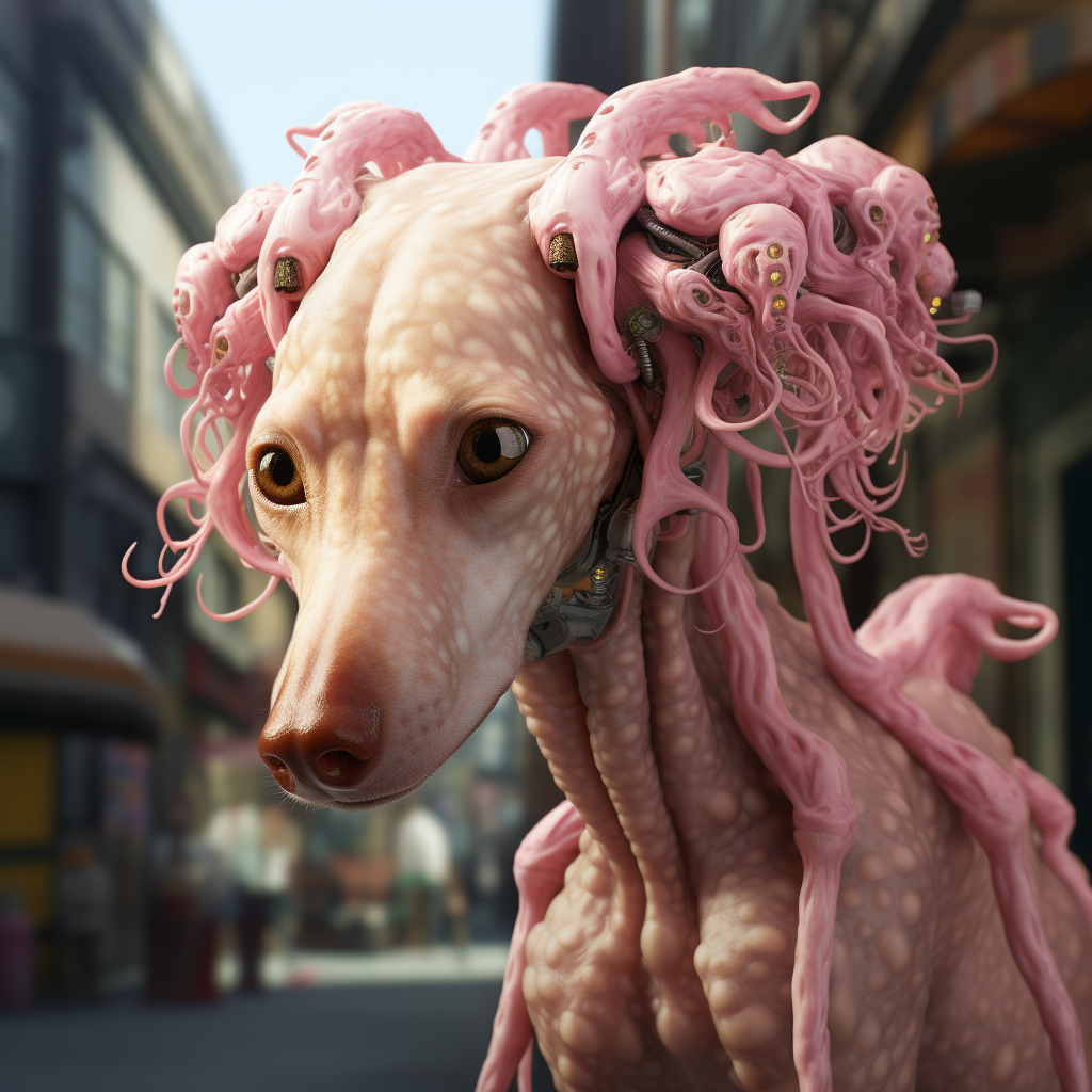 Alien dog with tentacles and heads