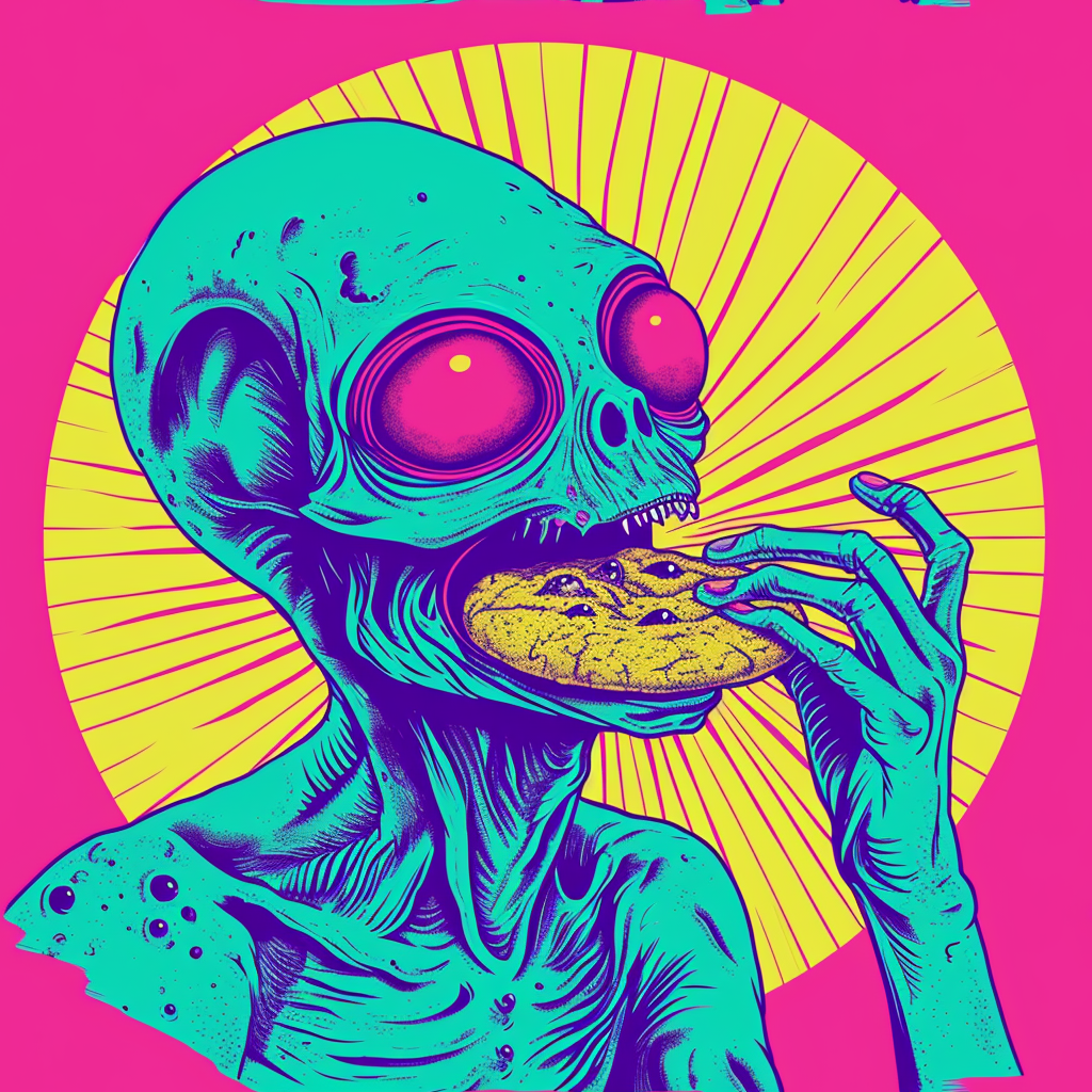 Alien eating cookie picture