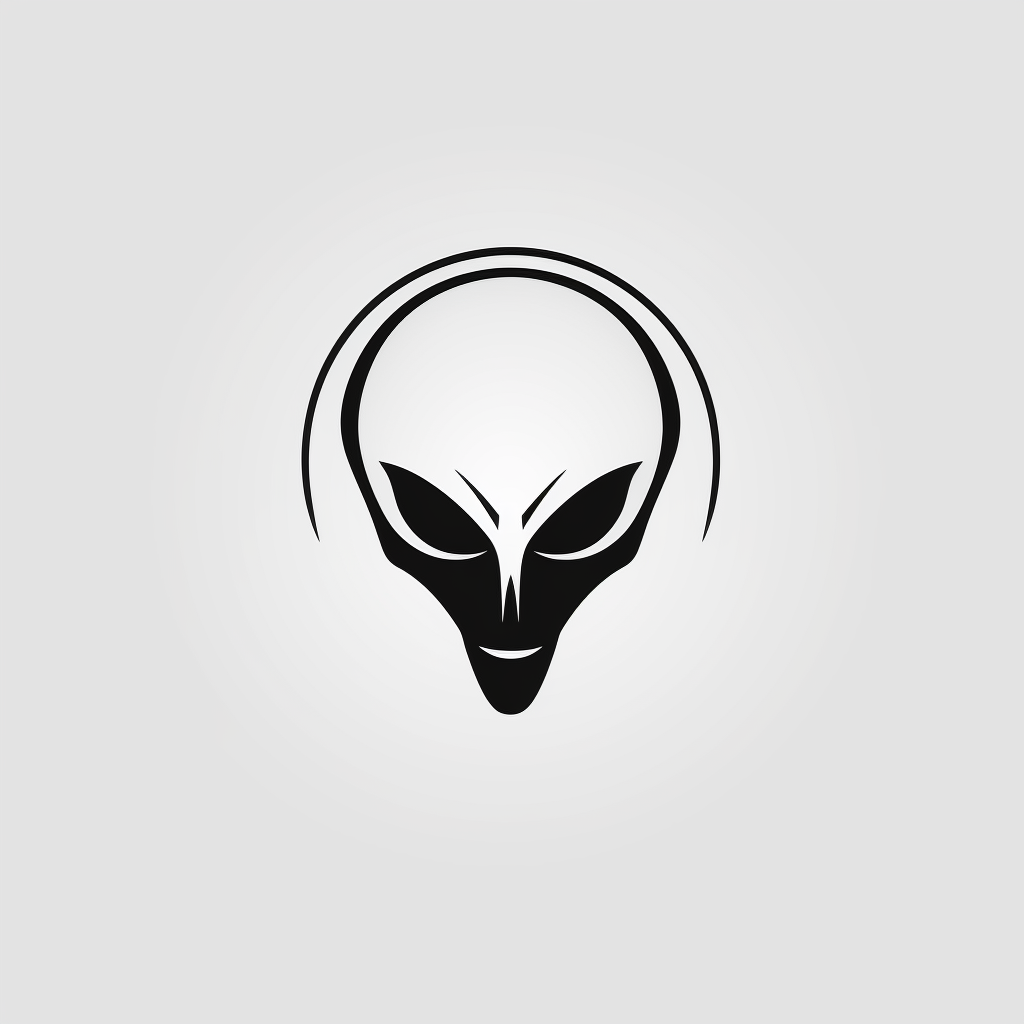 Minimalistic black and white alien head logo vector