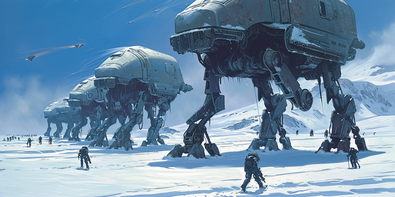 Alien invasion force on frozen wasteland