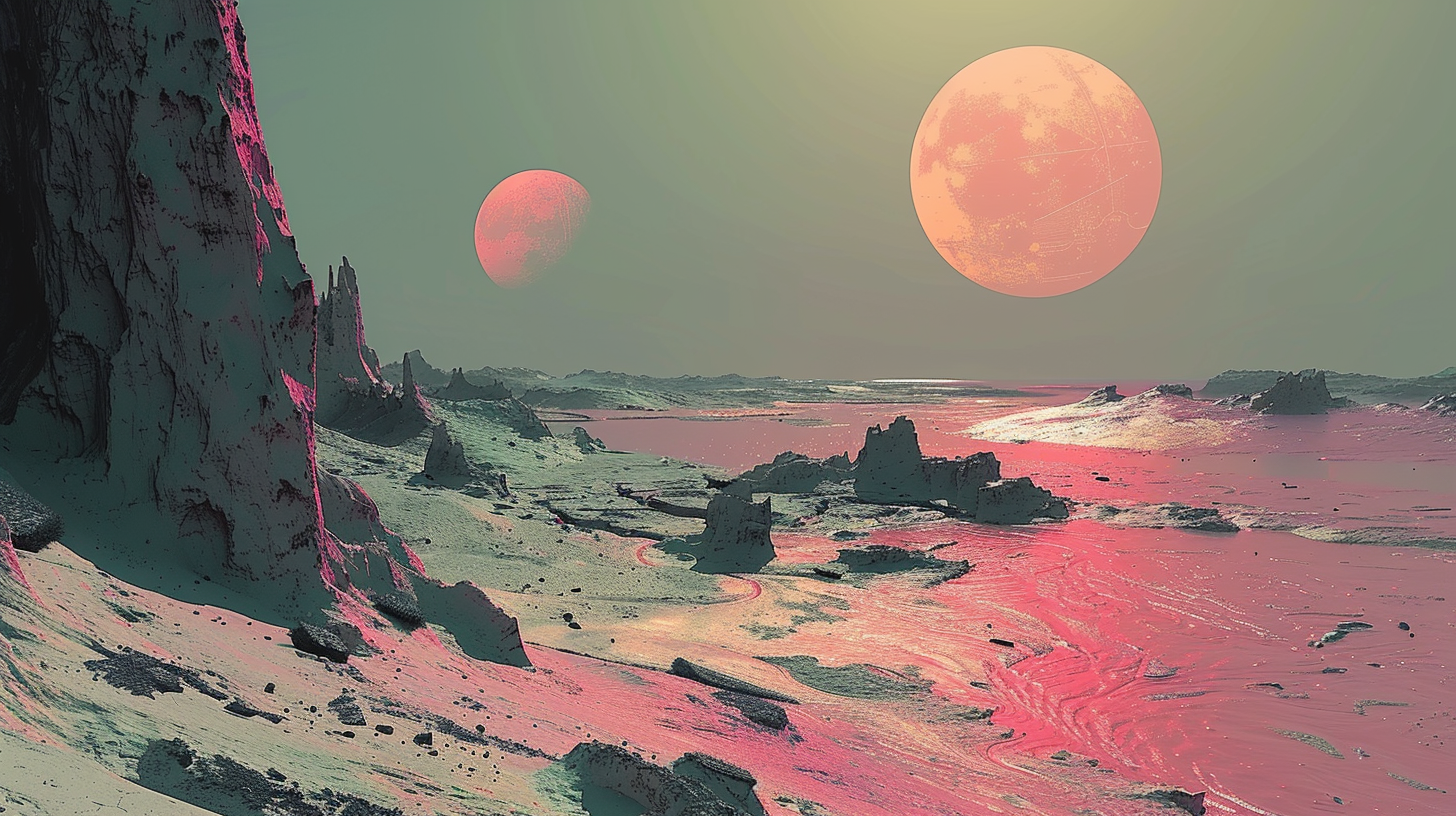 Alien Landscape with 2 Moons