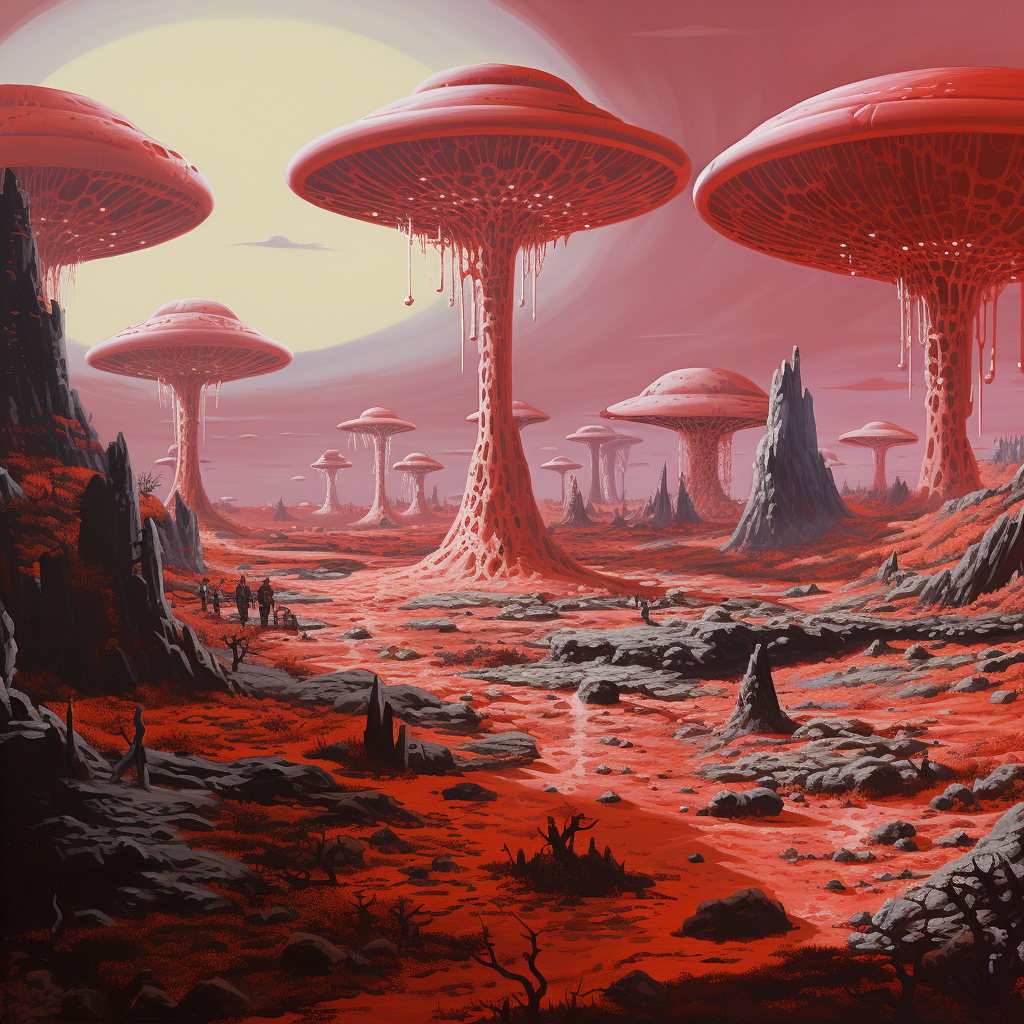 Stunning red alien landscape scenery