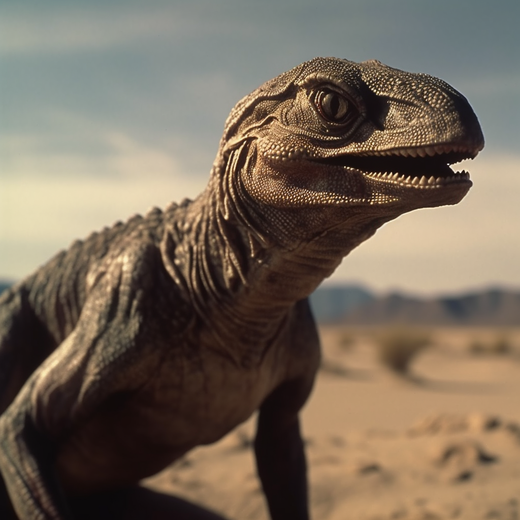 Alien lizard in desert scene