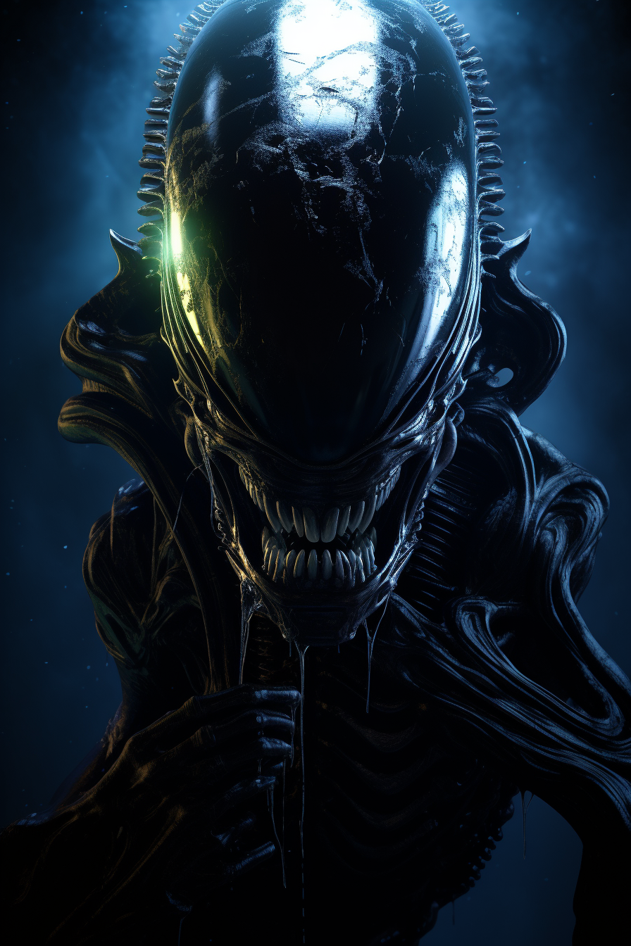 Dark and mysterious alien movie poster