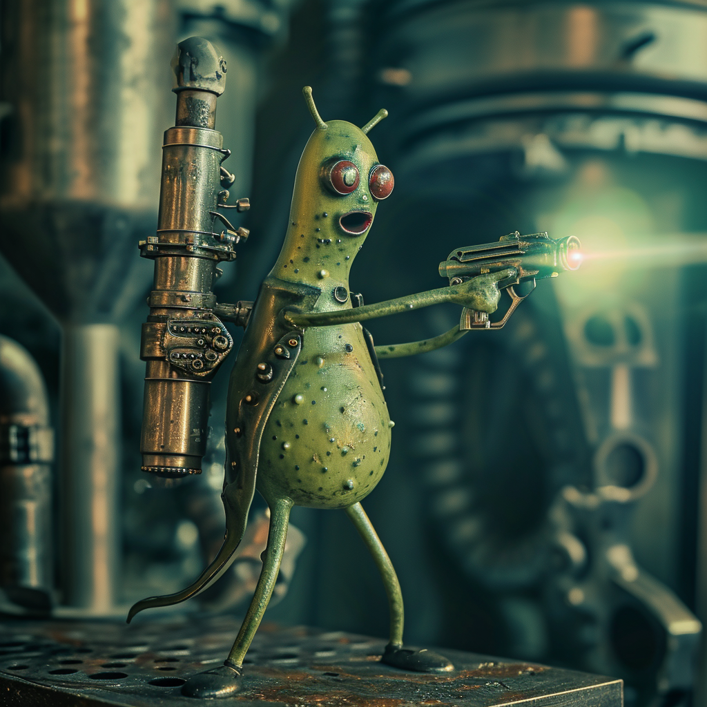 Alien Pickle Rick Laser Gun Scene