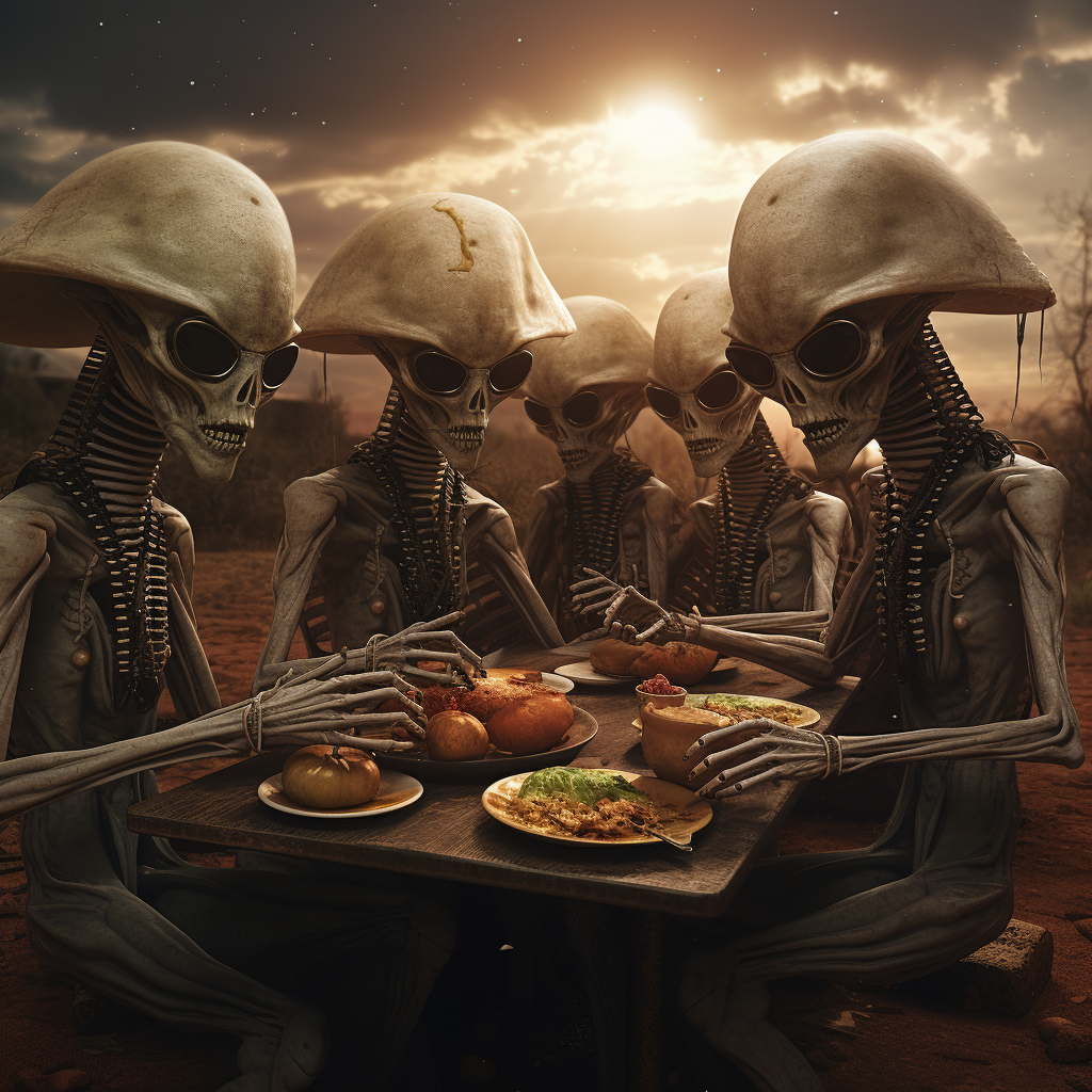 Photorealistic Day of the Dead Alien Skeletons