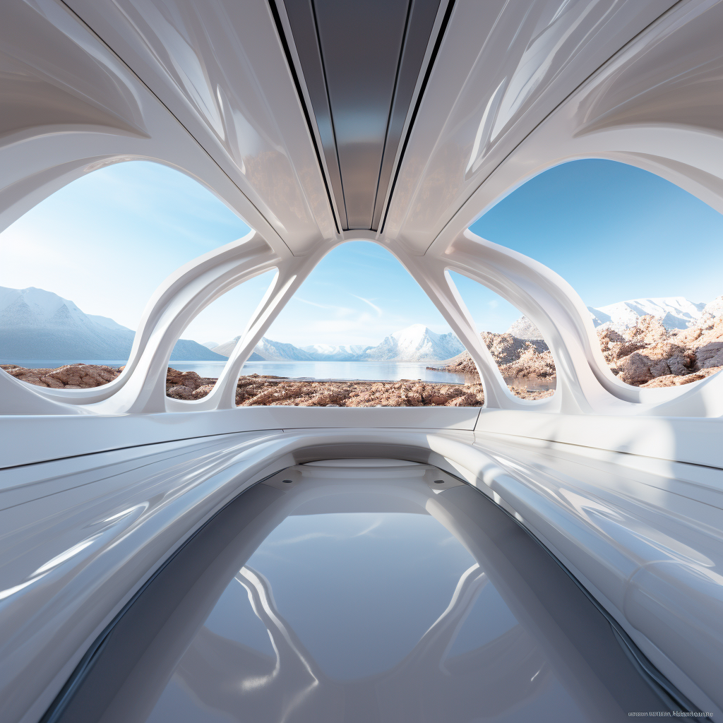 White metallic interior of benevolent alien spaceship