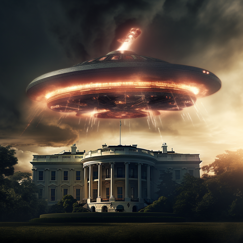 Alien spaceship destroying the Whitehouse