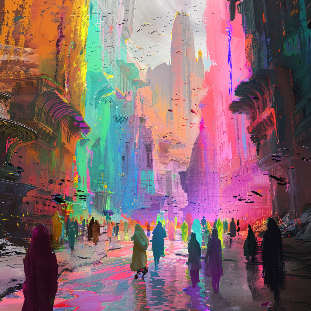 Colorful Alien Street Scene