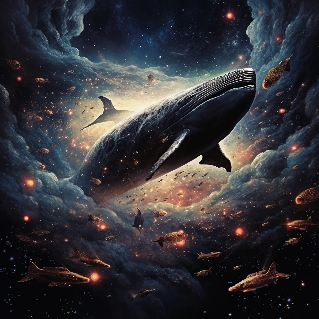 Gigantic alien whale flying through space