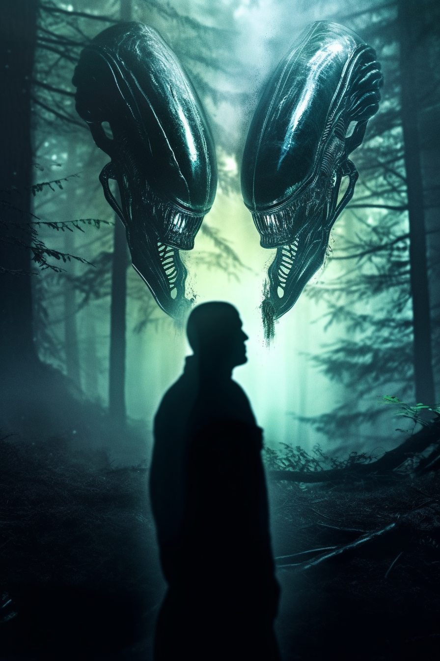 Mysterious shadowed alien movie poster