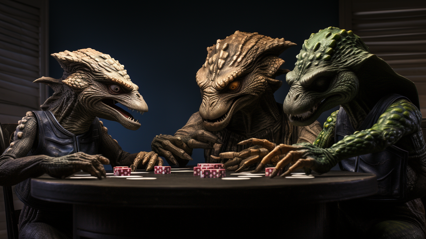 Four alien species playing cards