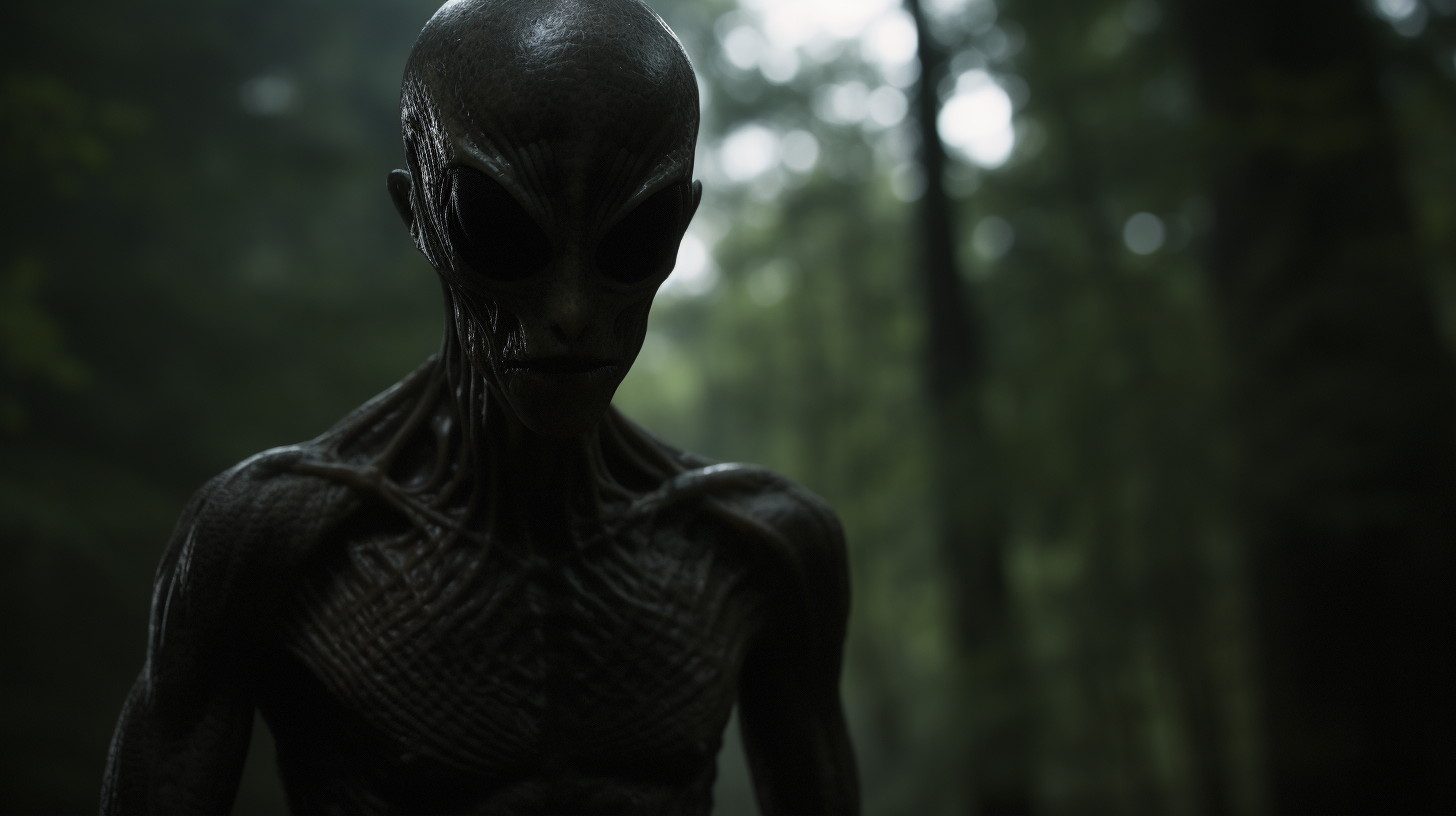 Closeup of alien in woods