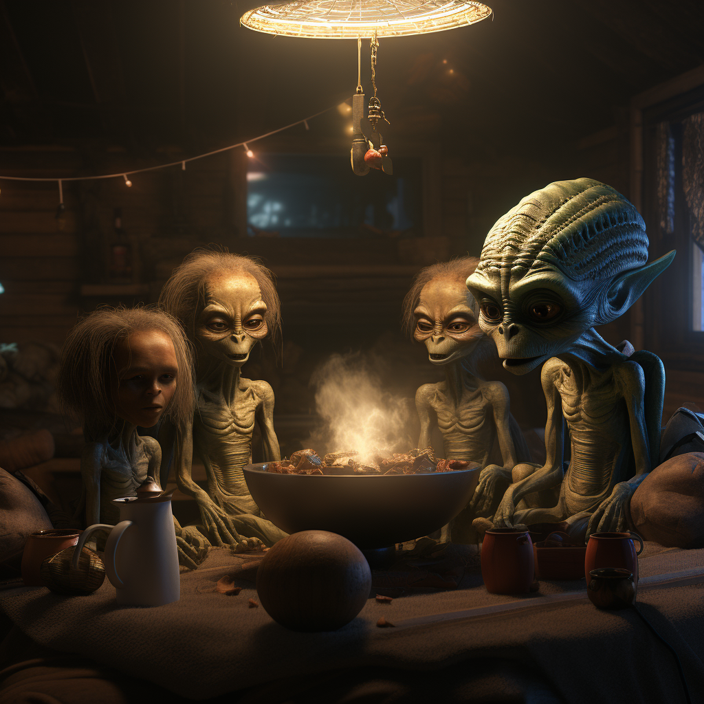 Funny aliens having a great time