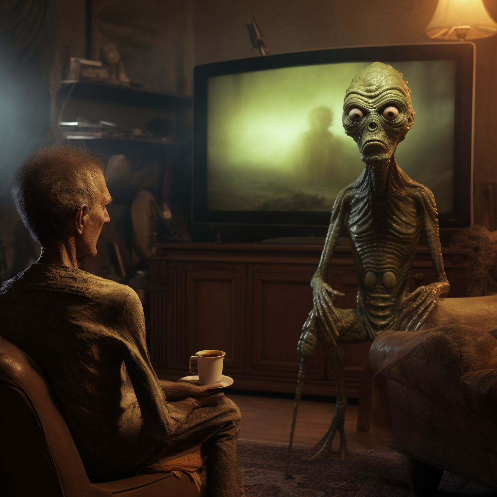 Aliens enjoying TV entertainment