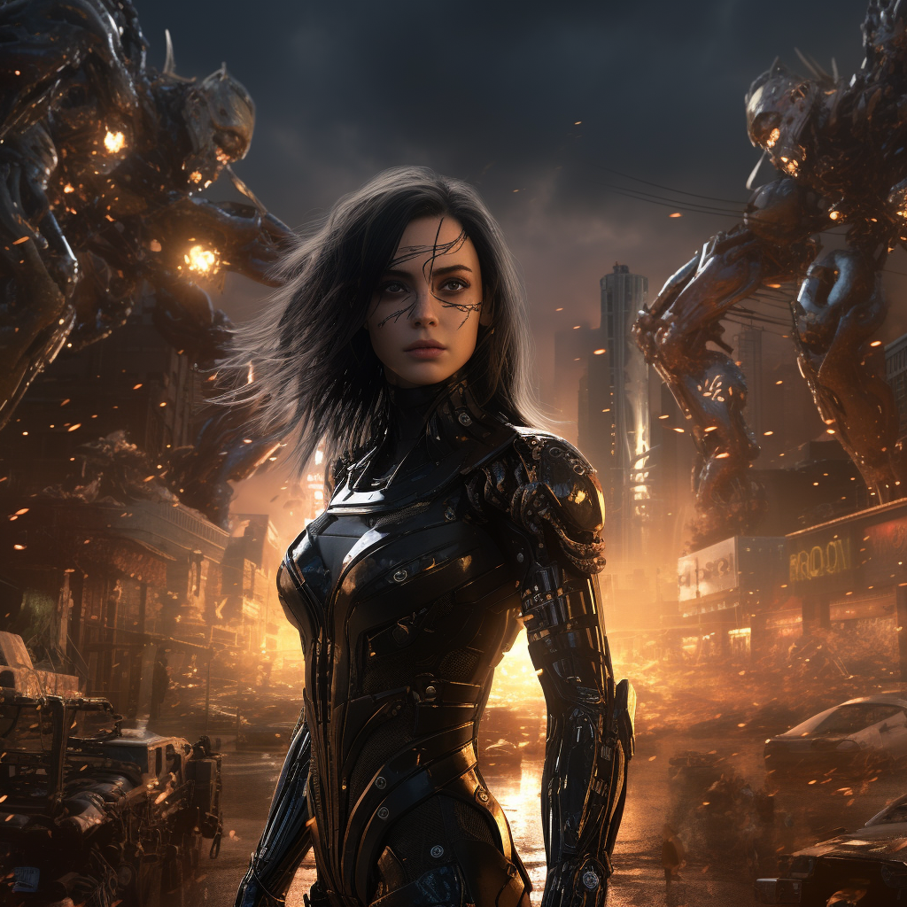 Alita in intense battle with Terminator