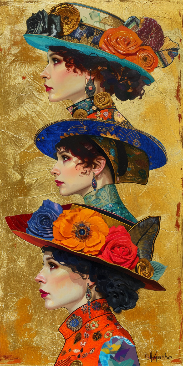 Allegorical Female Figures in Hats, Gustav Klimt