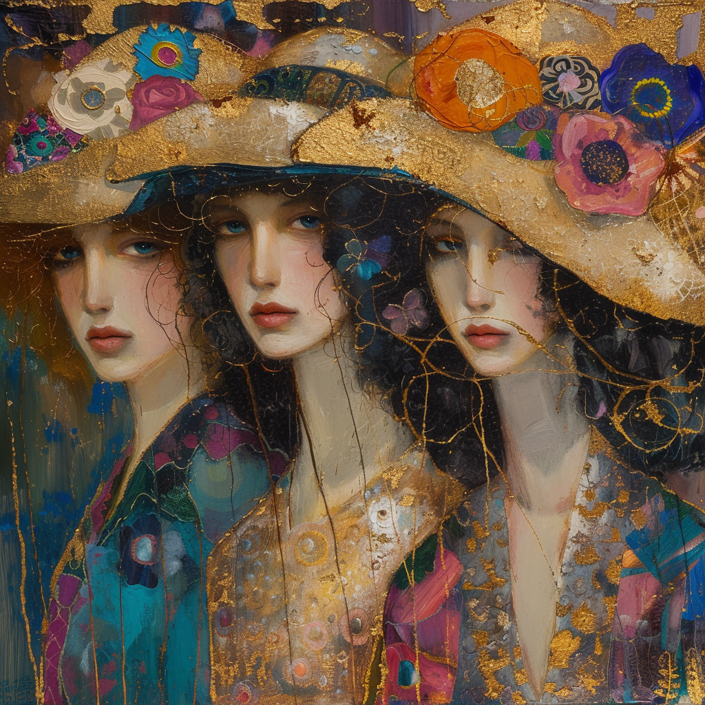 Gustav Klimt's allegorical female figures in hats