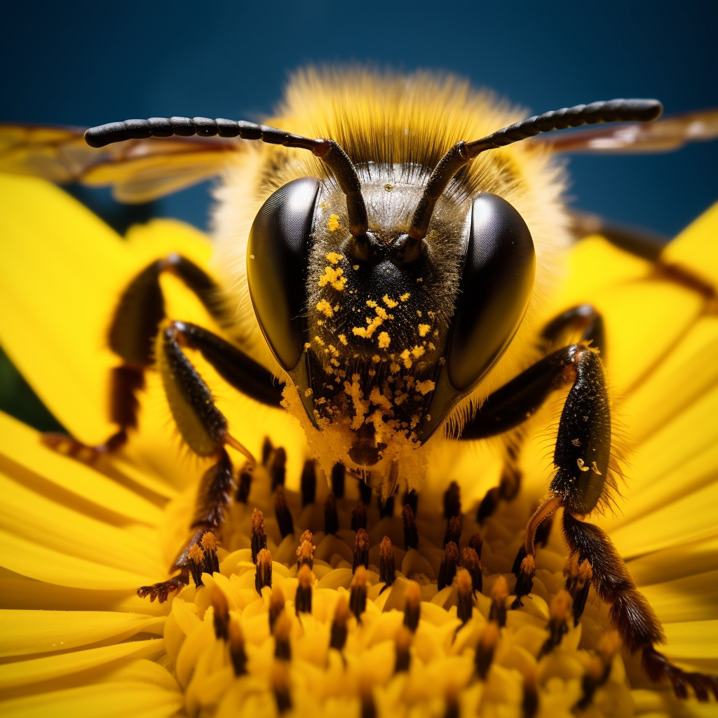 Bee having allergic reaction to pollen