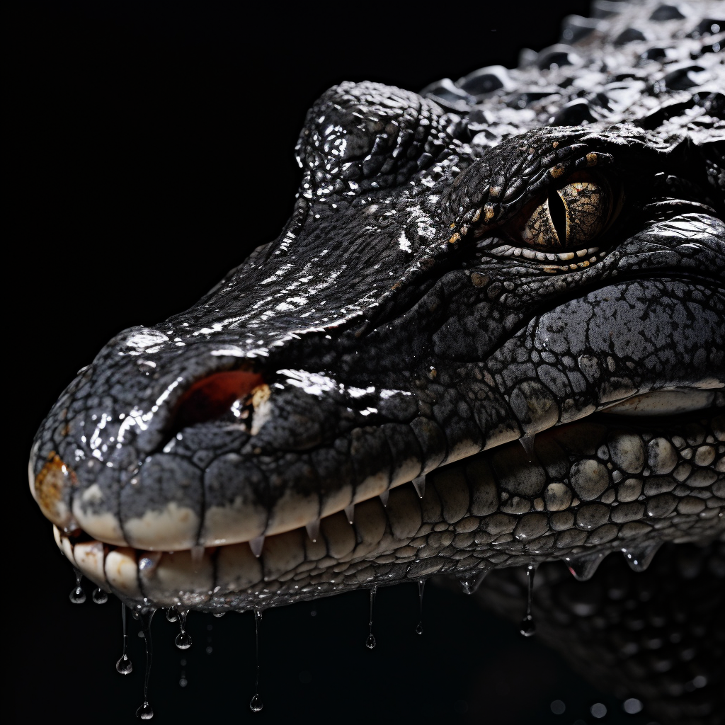 Alligator head on black background