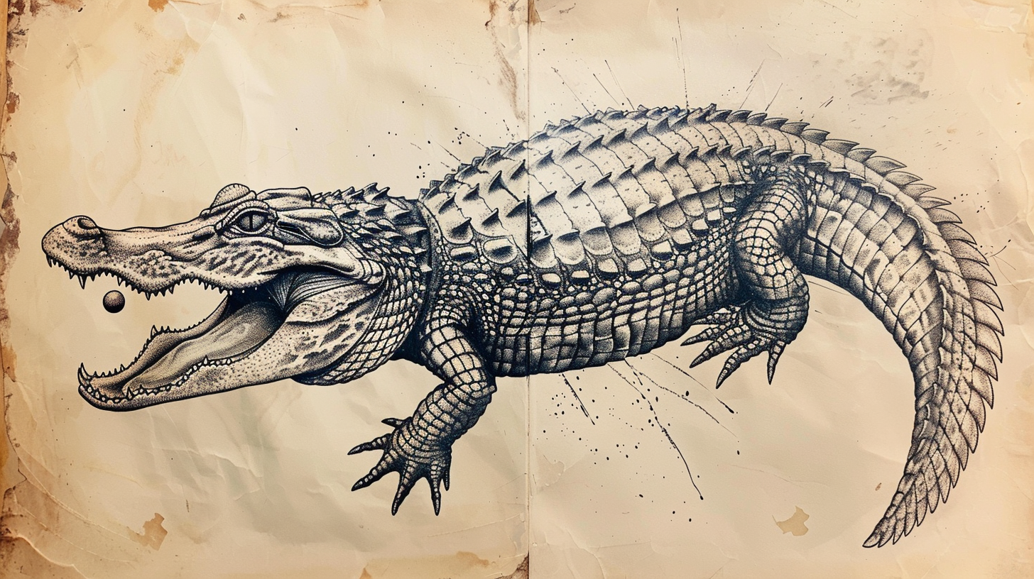 Old School Alligator Tattoo Artwork