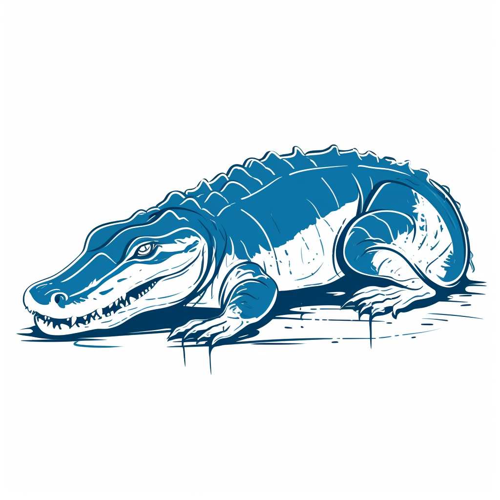 Outline illustration of a relaxing alligator