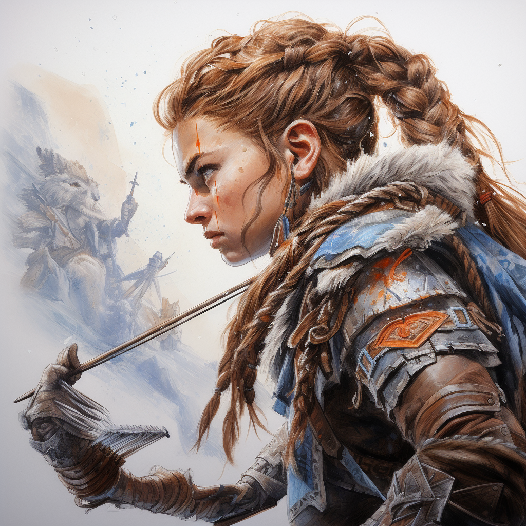 Aloy aiming at Thunderjaw in Horizon Zero Dawn