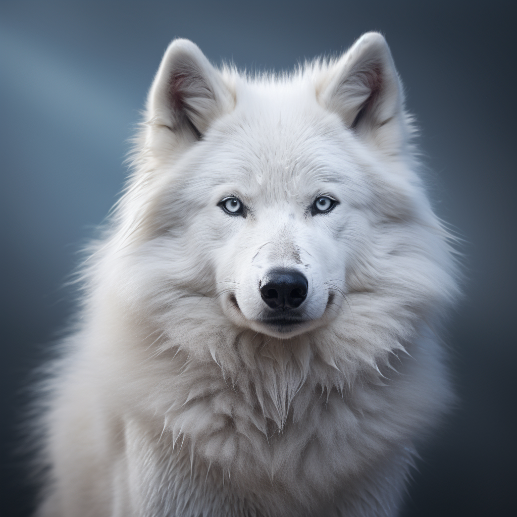 White wolf with sophisticated gaze